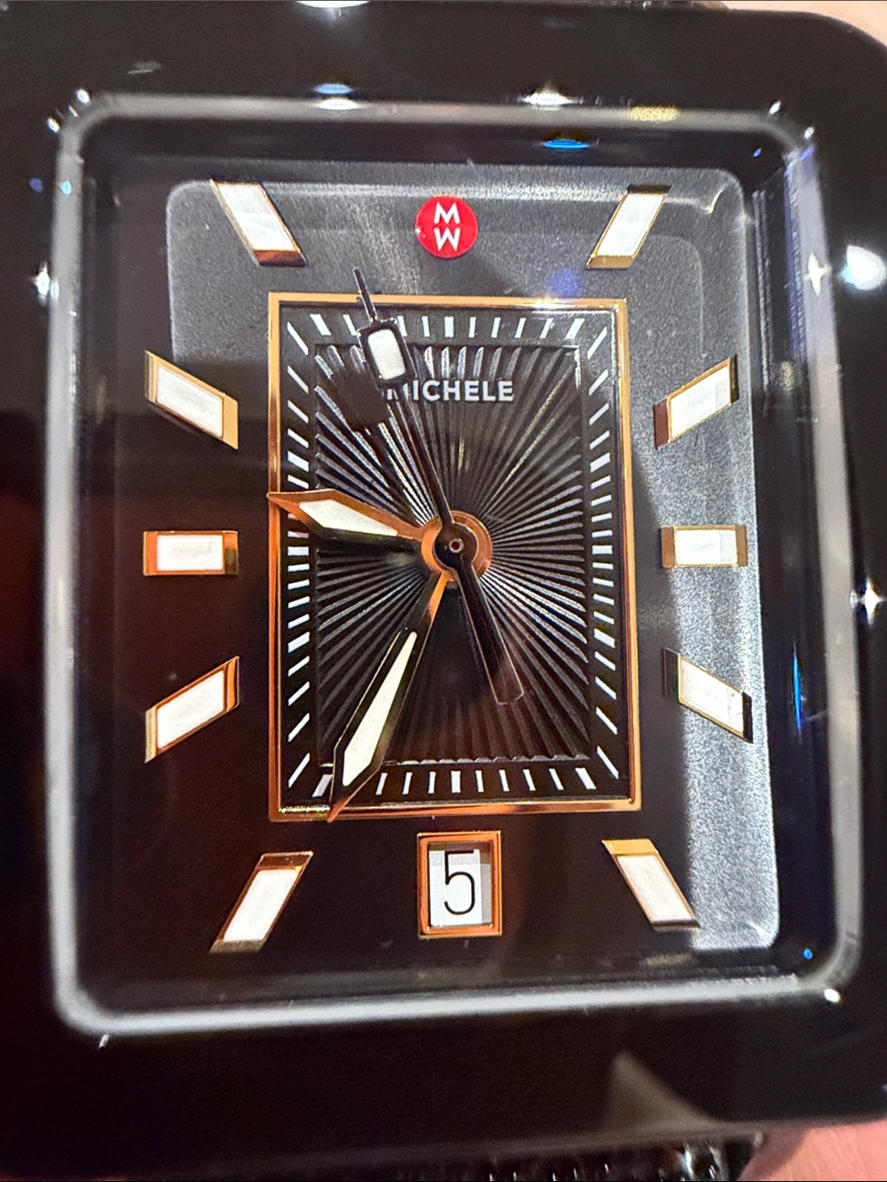 Michele Black Square Dial Watch + one set of straps - Picture 8 of 11
